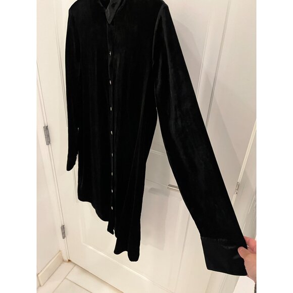 Faherty Stretch Silk Velvet Genevieve Shirt Dress Black Size SMALL S - Picture 7 of 12